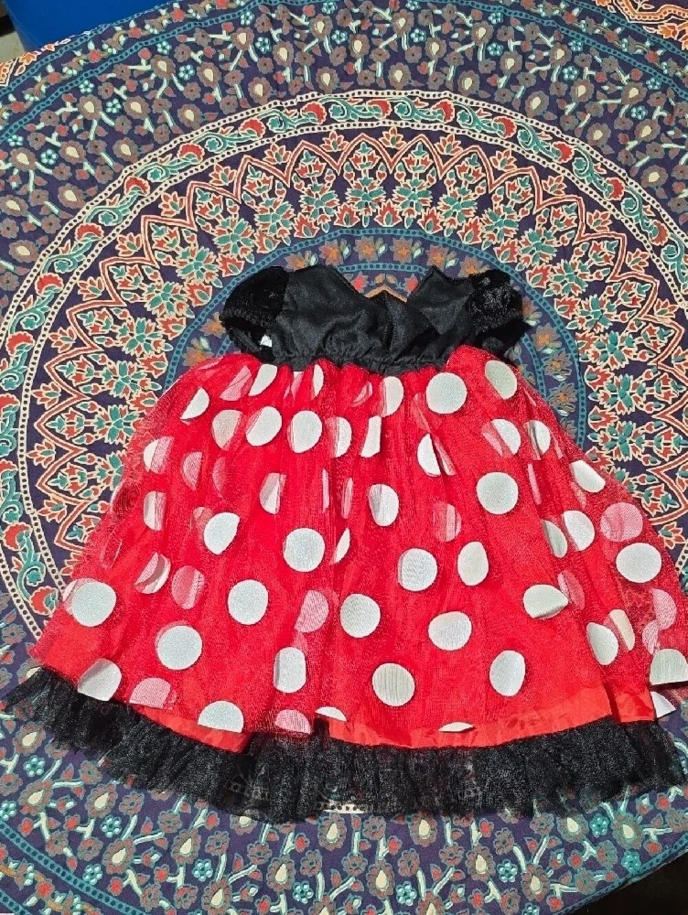 Disney Red and White Polka Dot Minnie Mouse Dress with Black Bodice